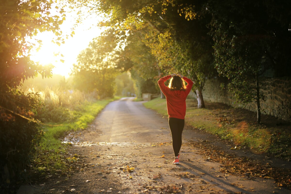 a woman taking a run in the morning