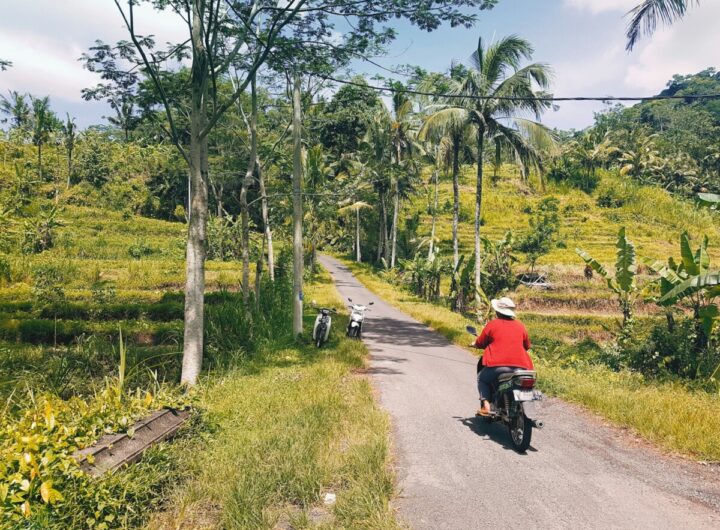 person riding a motorbike on the countryside