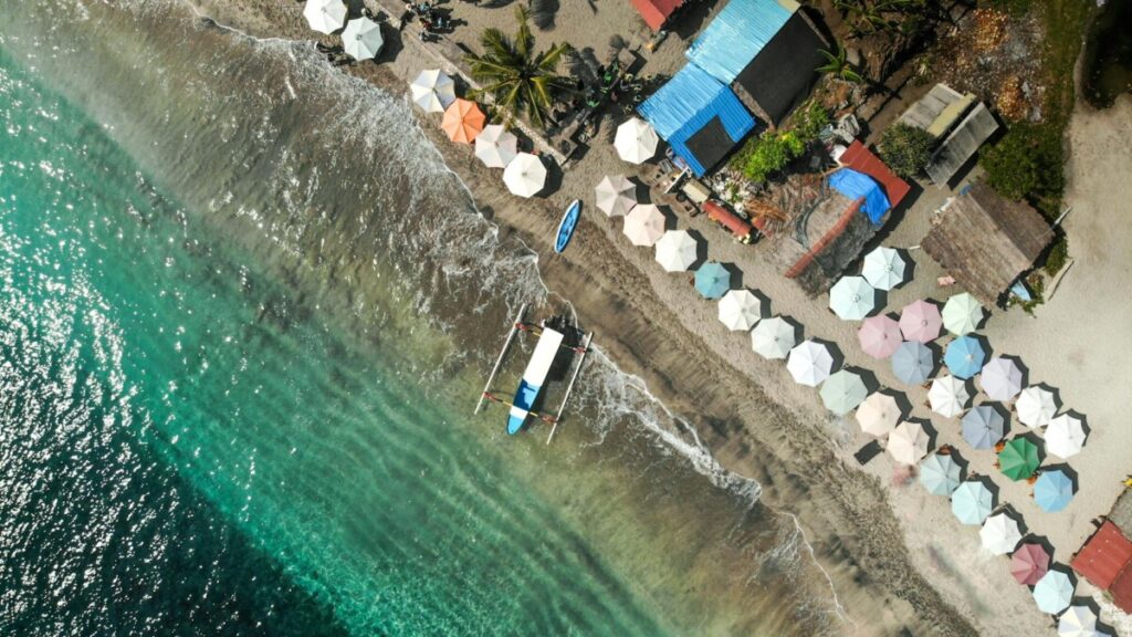 beach in bali arial view